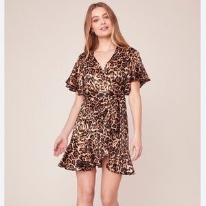 NWT BB Dakota Wild Card Animal Print Wrap Ruffle Dress